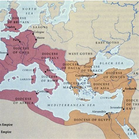 Western And Eastern Roman Empire Map - Map