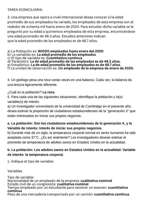 Estadistica Semana Tarea Domiciliaria Una Empresa Que Opera A