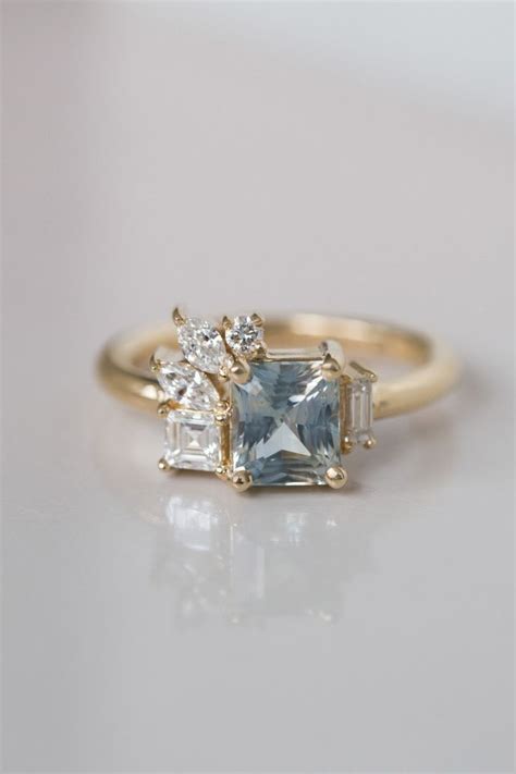 Custom Engagement Ring Mineralogy Blue Diamond Engagement Ring