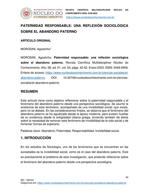 Pdf Paternidad Responsable Una Reflexi N Sociol Gica Sobre El