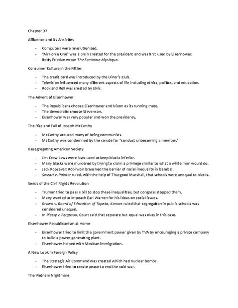 Chapter 37 Summary: Affluence and Anxieties in America (The American