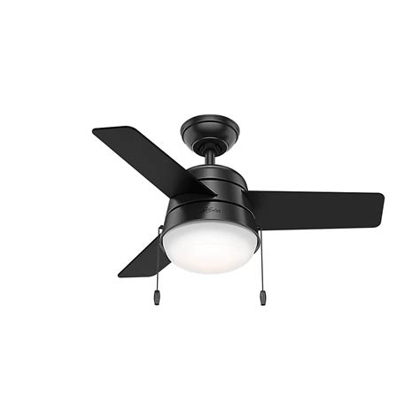 Hunter Aker 36 Inch Led Indoor Matte Black Ceiling Fan With Light The