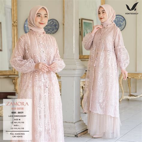 Jual Ventedaily New Zamora Midi Outer Cantik Elegant Bahan Lace