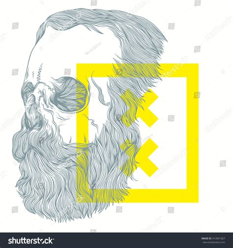 Illustration Bearded Skull Stock Vector Royalty Free 413091367