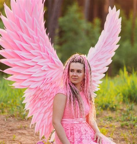 Adult Angel Costume, Pink Angel Wings, Large Wings for Photoshoot, Pink ...