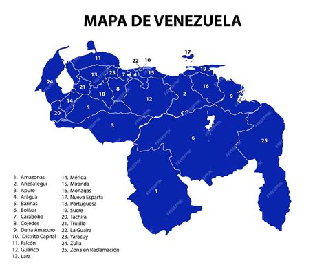 Mapa Completo De Venezuela Por Estados Con Su Nombre Vector Azul