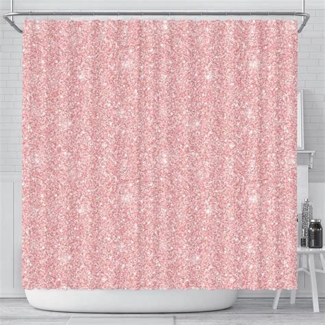 Pink Glitter Pattern Print Bathroom Shower Curtain Bathroom Shower