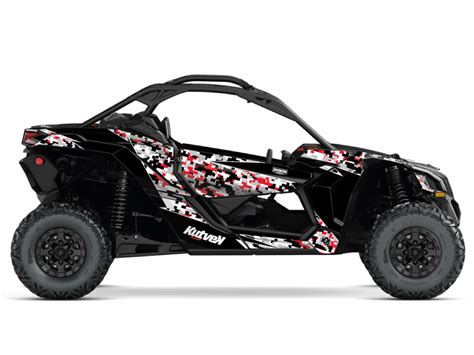 Can Am Maverick X3 UTV Predator Graphic Kit Grey Red Kutvek Kit Graphik