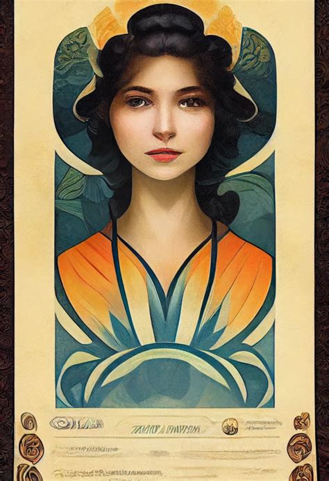 Art Nouveau Poster In The Style Of Alphonse Mucha Midjourney