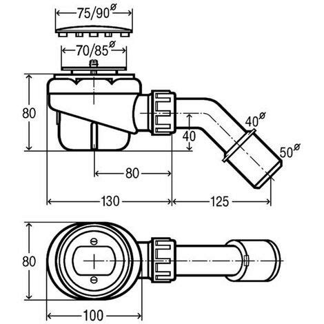 Bonde de douche Domoplex horizontale à vis pour orifice 65mm Viega