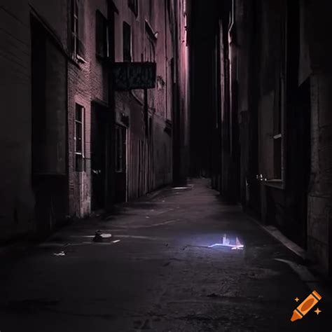 Night Scene Of A Dimly Lit Street Between Buildings