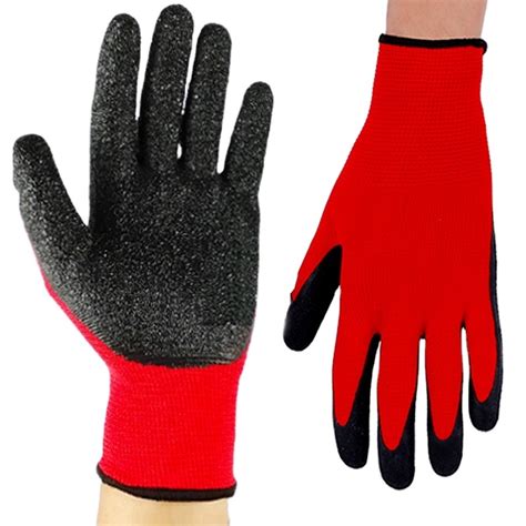 13 Gauge Latex Wrinkled Coated Safety Work Hand Protection Gloves For