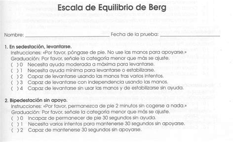 Escala De Equilibrio De Berg Montse Rivera UDocz