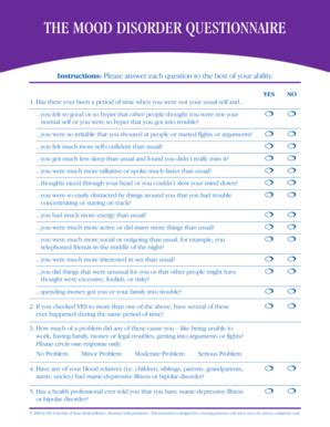 Mood Disorder Questionnaire Fillable Fill Online Printable Fillable