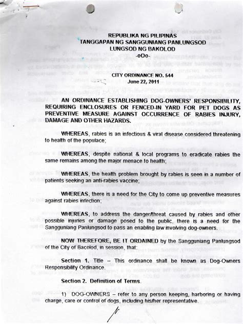 City Ordinance No 544 Bacolod City