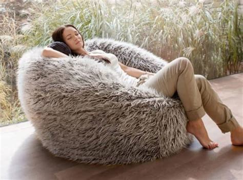 Deluxe Brown Faux Fur Bean Bag Extra Large Kloudsac