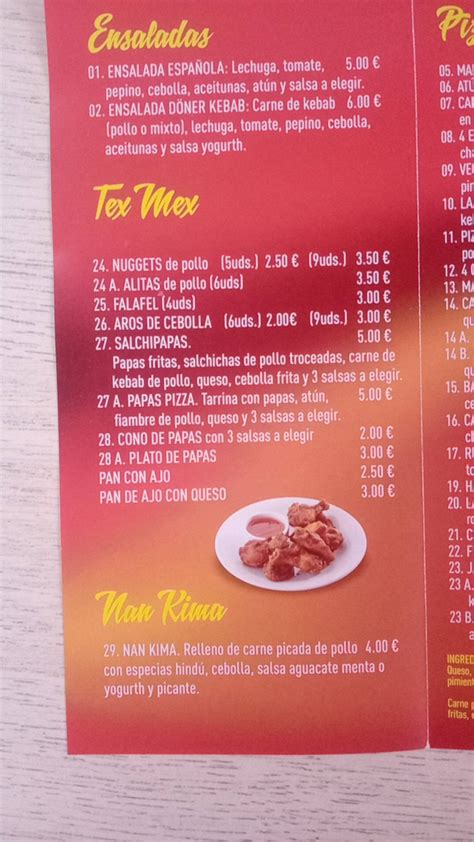 Carta Del Restaurante Laiba Pizza Y Doner Kebab Teror