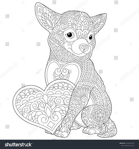 Coloring Page Lovely Dog Heart Valentines Stock Vector (Royalty Free ...