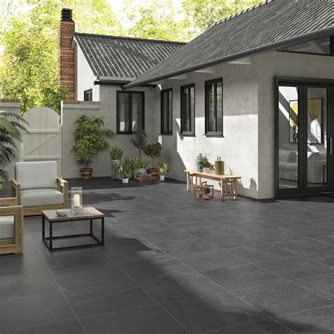 Belle Graphite Stone Effect Rectified Anti Slip Porcelain Outdoor Slab