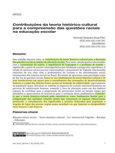 Contribuições Da Teoria Histórico Cultural Para A Compreensão Das