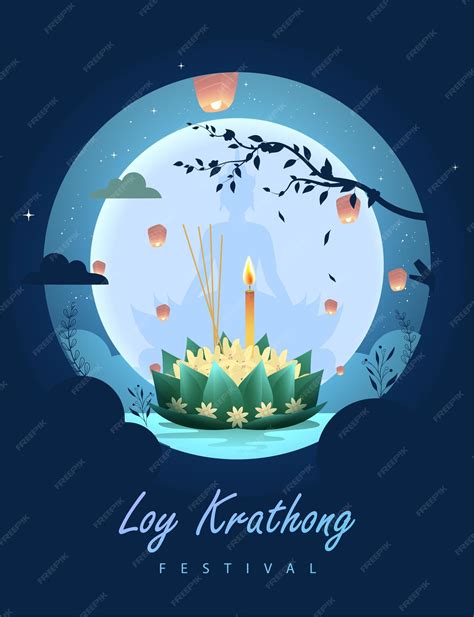 Premium Vector Loy Krathong Festival Travel Thailand Poster Design