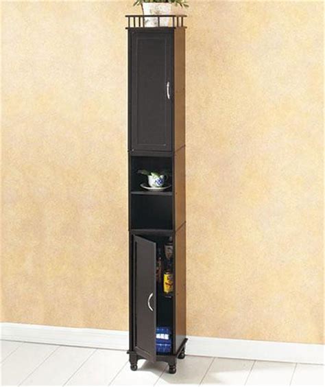 65 Tall Handsome Wood Space Saver Slim Storage Cabinet For Tight Areas 3 Finish Ebay