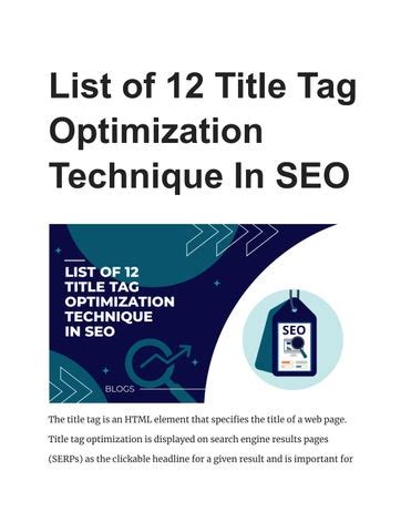 List Of 12 Title Tag Optimization Technique In SEO By Seoboard6 Issuu