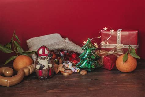 Saint Nicholas Gifts and Chocolate in Bag Stock Image - Image of home ...