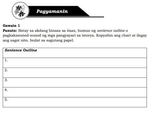 Gawain Panuto Batay Sa Akdang Binasa Sa Itaas Bumuo Ng Sentence