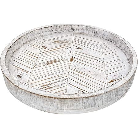 Paper And Pallet Rustic White Wood Lazy Susan Inch Farmhouse