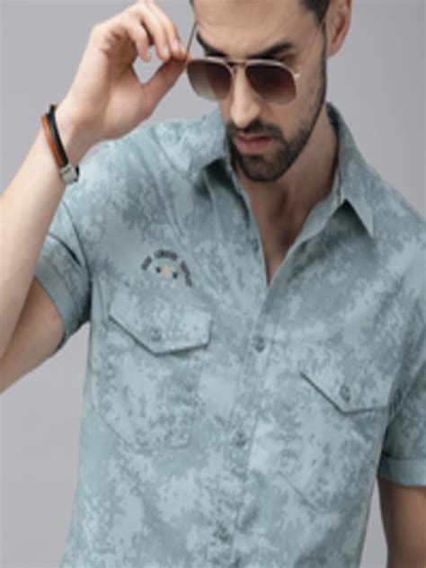 Buy The Roadster Lifestyle Co Men Blue Printed Pure Cotton Casual Shirt