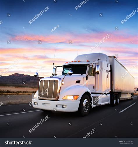 Truck Highway Sunset Transportation Background Stock Photo 163311605 ...