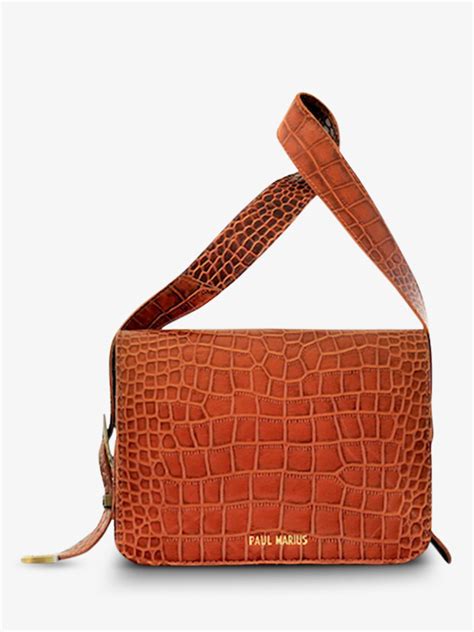 LeBaguette Alligator Cocktail Ambre sac bandoulière cuir femme Marron