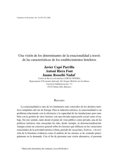 Una visión de los determinantes de la estacionalidad a través de las