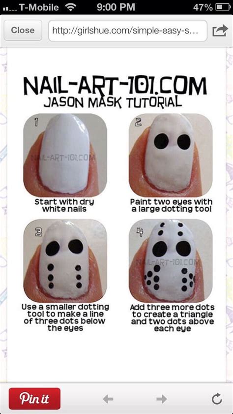 Jason Voorhees Halloween Nails Halloween Nail Art Tutorial