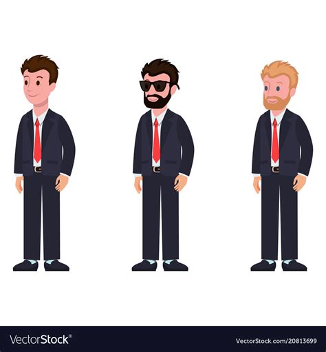 Cartoon characters classic suit and tie side view Vector Image