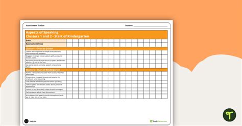 Literacy Assessment Tracker Aspects Of Speaking Nsw Teach Starter