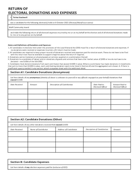 Fillable Online Icc Govt Lge Return Of Electoral Expenses And