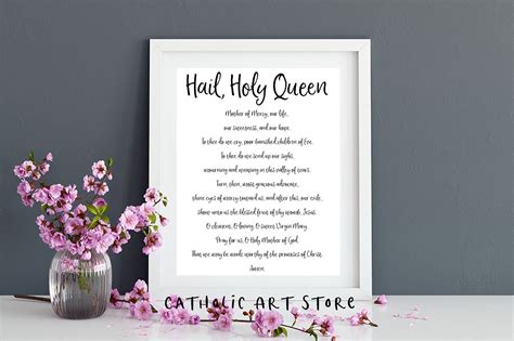 Hail Holy Queen, Rosary Prayer, Prayer to Mary, Catholic Wall Art Home ...