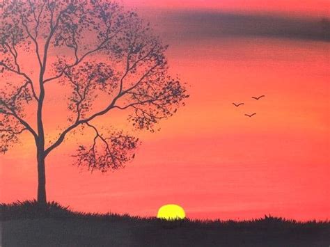 Sunset Silhouette Painting at PaintingValley.com | Explore collection ...