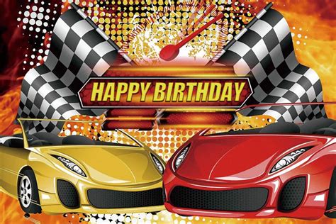 Race Car Happy Birthday Photography Backdrops,birthday Vinyl ...