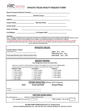 Fillable Online ATHLETIC FIELDS FACILITY REQUEST FORM Fax Email Print