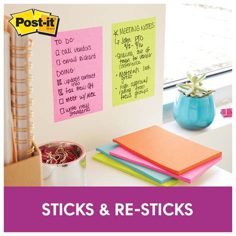 Post It Super Sticky Lined Notes X Mm Miami Collection Pack Winc