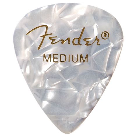 Fender Premium Celluloid 351 Shape Picks Medium White Moto 12 Pack