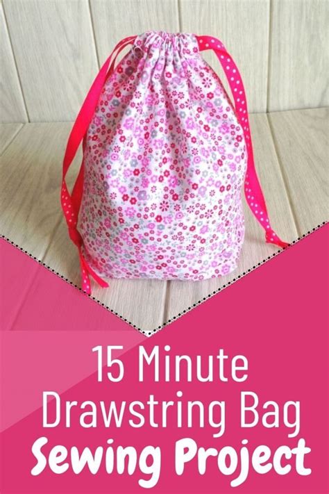 A Drawstring Bag With The Words Minute Sewing Project On It And An