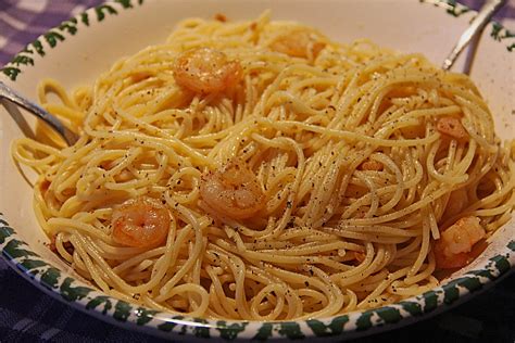 Spaghetti Aglio E Olio Mit Knoblauchgarnelen Von Madb Chefkoch De