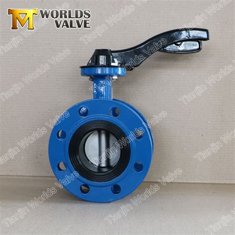 Rubber Vulcanized Lined Bonded Double Flange Butterfly Valves With Aluminum Handle Lever China