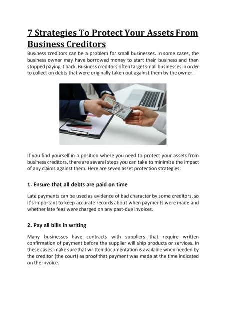 7 Strategies To Protect Your Assets From Business Creditorsdocx Free Download