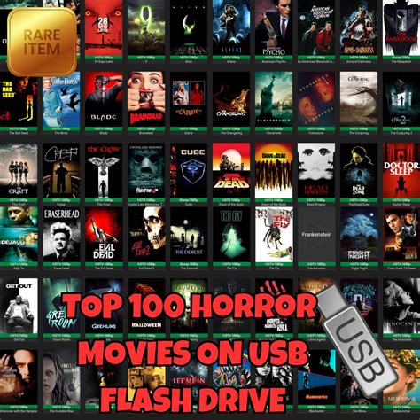 Top 100 Horror Movies On Usb Flash Drive In 1080p Etsy