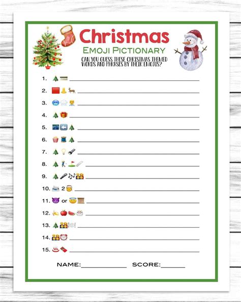 Christmas Emoji Pictionary Game Printable Or Virtual Holiday Party Ga